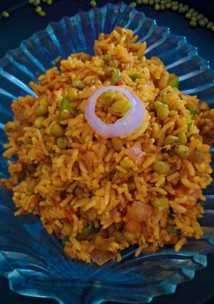 A picture of Delicious Green Moong Pulao.