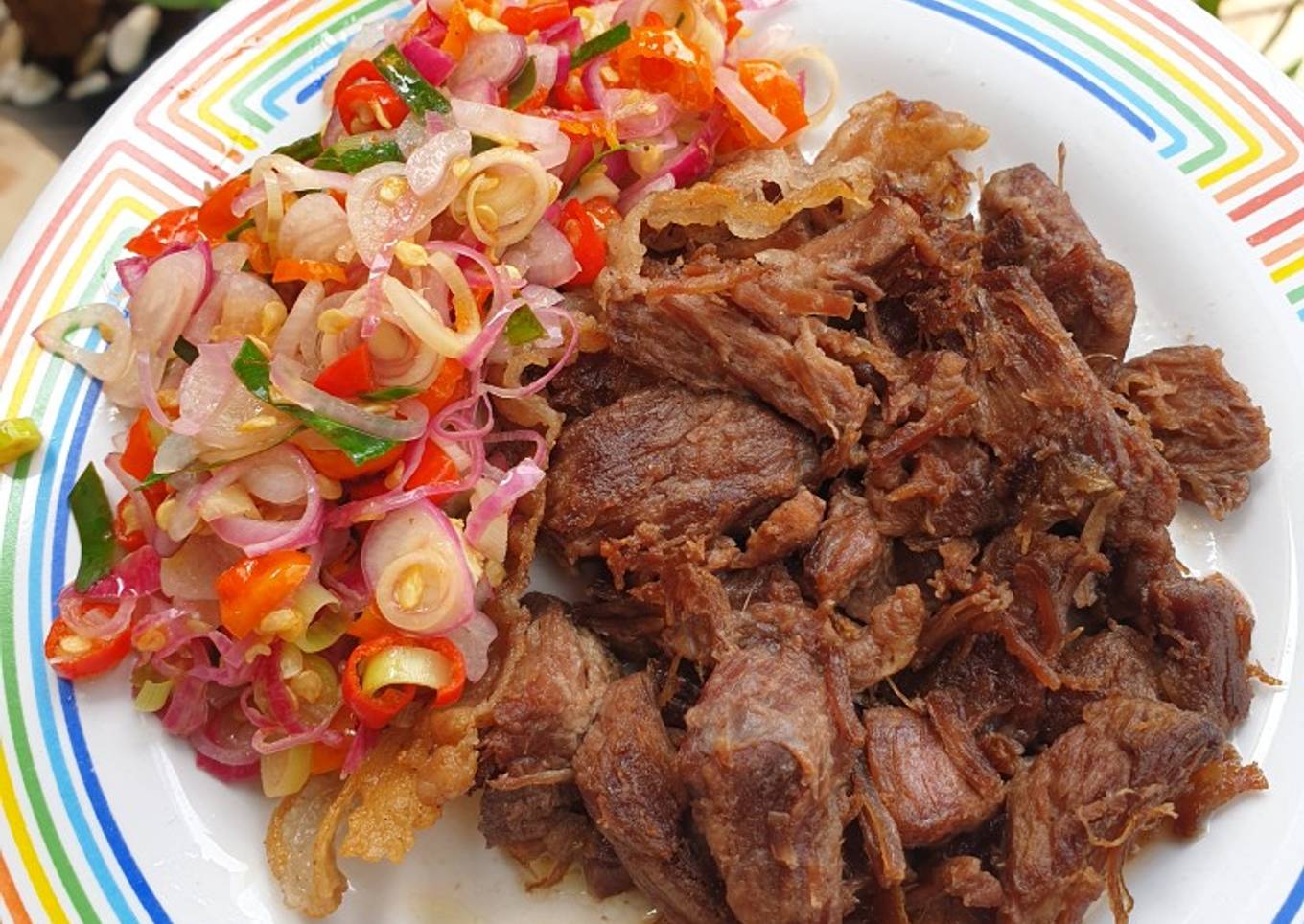 Daging asap sambal matah (sei sapi)