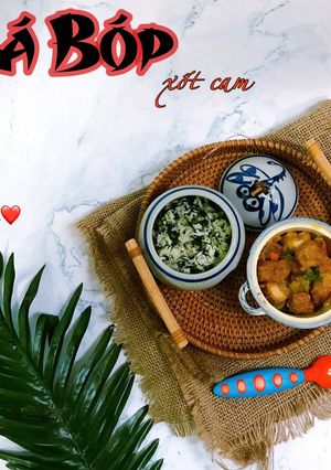 Hình của món Cá bóp sốt cam.