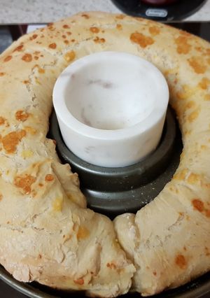 A picture of My Tear & Share Cheesey Bread with a dip of your choice.