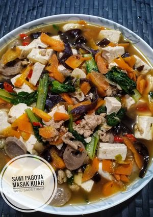Foto resep 91. SAWI PAGODA MASAK KUAH TAHU SAUS TIRAM