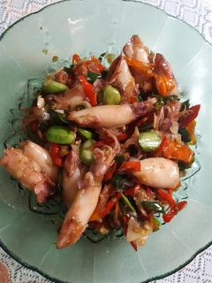 Foto resep Tumis cumi asin pete