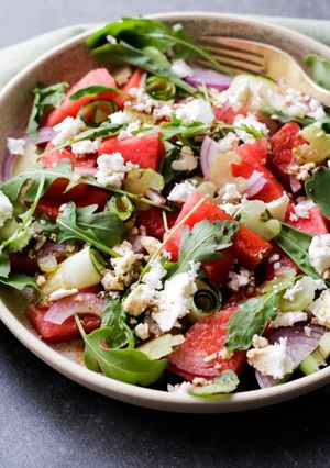Une photo de Salade de pastèque rafraichissante 🍉