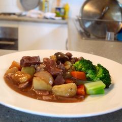 Slow cooker beef and vegetables A picture of Slow cooker beef and vegetables.