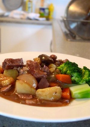 A picture of Slow cooker beef and vegetables.