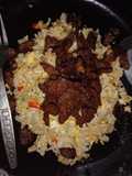 ข้าวผัดไข่เนื้อหมักซีอิ๊วทอด