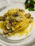 Linguine alle vongole con crema di patate