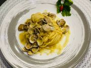 A picture of seafood pasta linguine