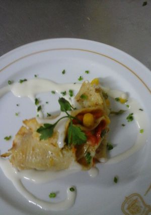 Una foto de Panqueques rellenos con verdura