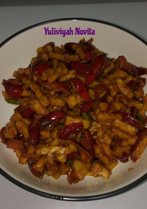 Foto resep Tumis Kulit Melinjo Tempe Pedas Sederhana