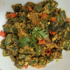 A picture of Bhindi Masala With Mustard Seed Paste.