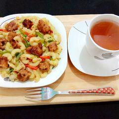 A picture of Seekh kabab pasta.