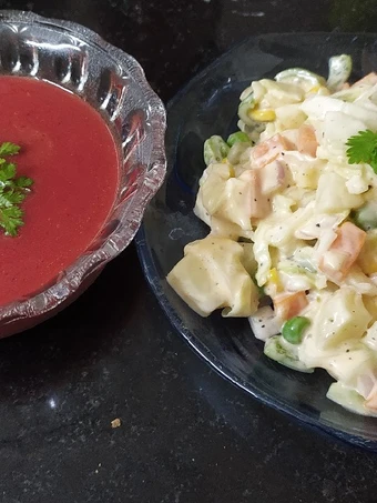 Easy Way Make Beetroot soup with Mexican salad the Delicious Can spoil the tongue