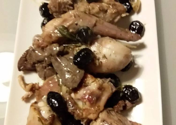 Coniglio ad arrosto morto con olive