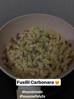 Foto resep Fusilli Carbonara Simple Lezat