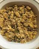 Huevos Revueltos con Pavo y Champiñones(uso de sobrante)
