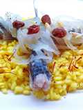 Sarde in saor con riso allo zafferano