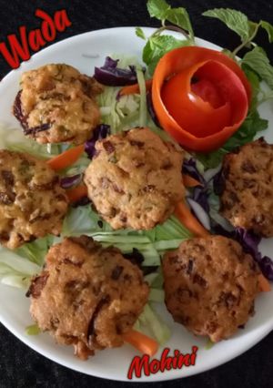A picture of Chana Dal wada/Chana palak dal wada both recipe in one.