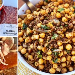 A picture of Fullblood Wagyu Beef with Crispy Chickpeas.
