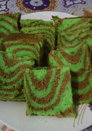 Foto resep Cake Putih Telur Pandan Zebra Super Soft and Moist