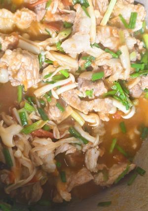 Hình của món Ba Chỉ Sốt Nấm.