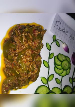 A picture of Spicy qeema Shimla mirch.