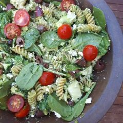 A picture of Pesto pasta salad.