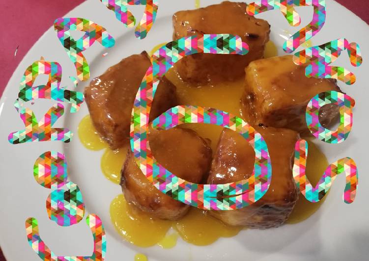 Leche frita flambeada