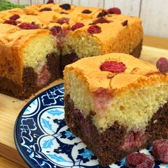 A picture of Simple and delicious family dessert - raspberry cake.