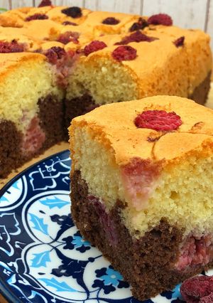 A picture of Simple and delicious family dessert - raspberry cake.