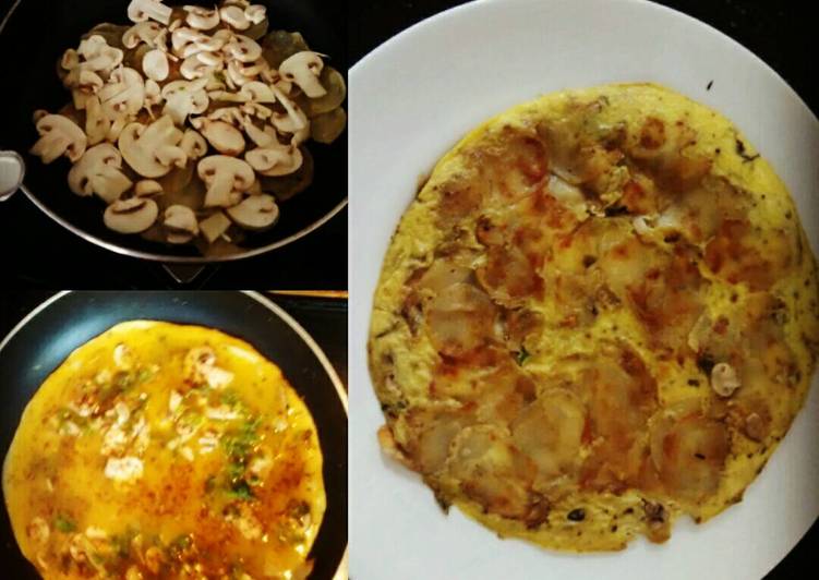 Easiest Way to Make Perfect Mushroom Omelette with Sliced Potato.