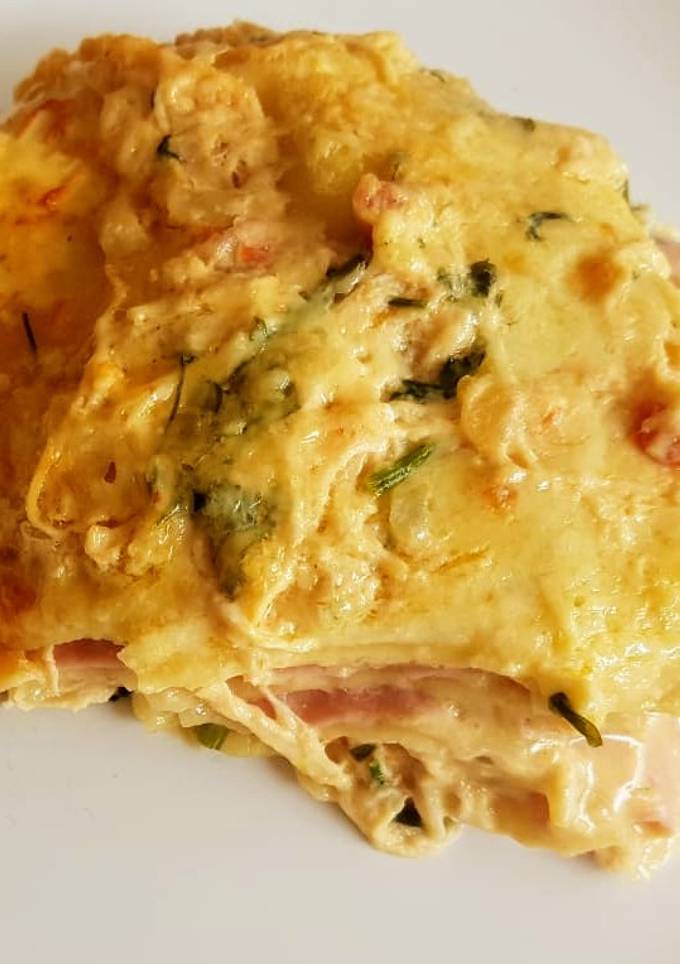 Lasanha de presunto e queijo com molho branco Receita por Izabel de ...