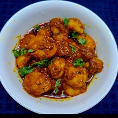 A picture of Navratri Arbi or Taro Root Masala Sabzi.