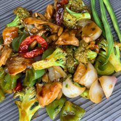 A picture of Asian sticky chicken.