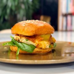 A picture of Haloumi burger.