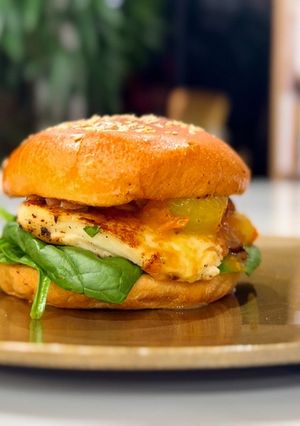 A picture of Haloumi burger.