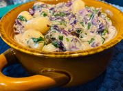 A picture of red cabbage soup