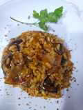 Arroz mantecoso de gochujang y papada ibérica con portobellos