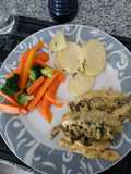 Pollo con Rajas poblanas y guarniciones (light)