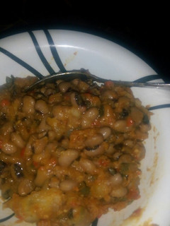 A picture of Poriage beans with sweet potatoes.