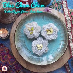Butterfly pea flower bread cham cham A picture of Butterfly pea flower bread cham cham.
