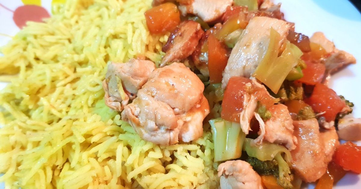 Papaya Rice Papaya Chicken With Turmeric Rice Recipe By 사린린 Sa Rinrin