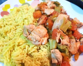 The New Way Cooking Recipe Papaya Chicken with Turmeric Rice Restaurant Style