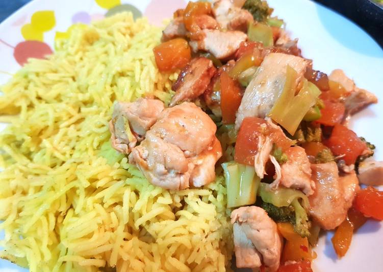 Recipe of Speedy Papaya Chicken with Turmeric Rice