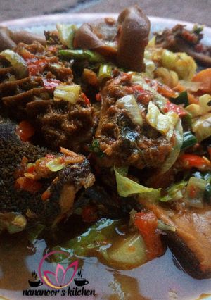 A picture of Kayan ciki pepper soup.