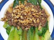 Gambar pakcoy daging cincang