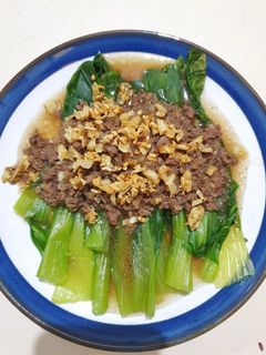 Foto resep Baby pokcoy siram daging & garlic