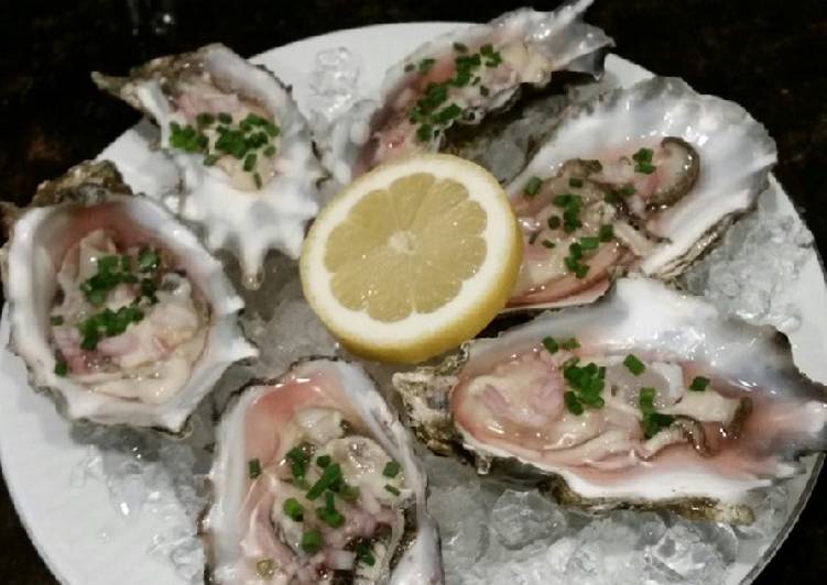 Brad's oysters with champagne lemon mignonette