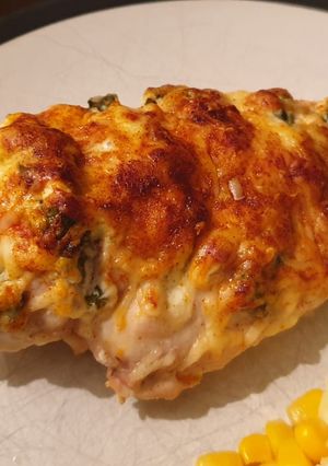 A picture of Philedelphia and Spinach Hasselback Chicken.