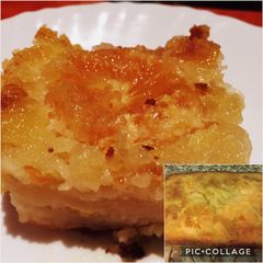 A picture of Greek yogurt cake with orange.